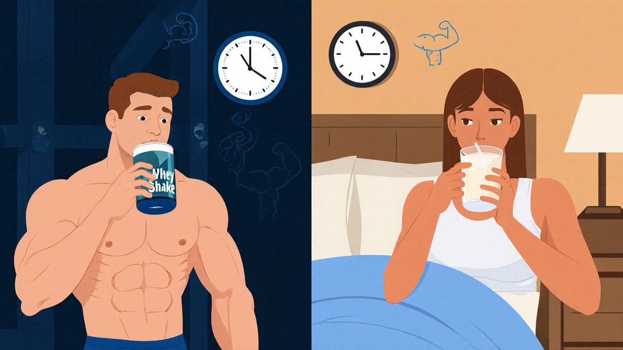 Два момента дня: утренний протеин после тренировки и вечерний перед сном.
