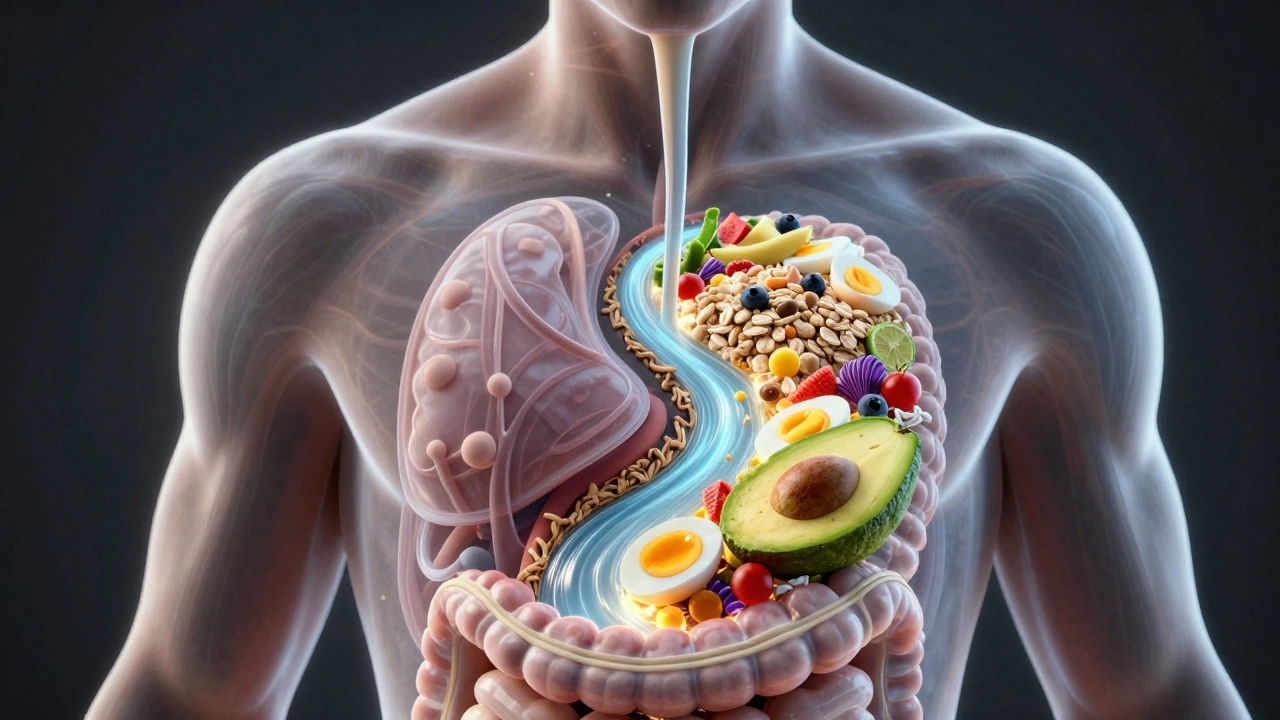 Прозрачное тело показывает, как протеиновый коктейль и полноценная еда обрабатываются в организме.