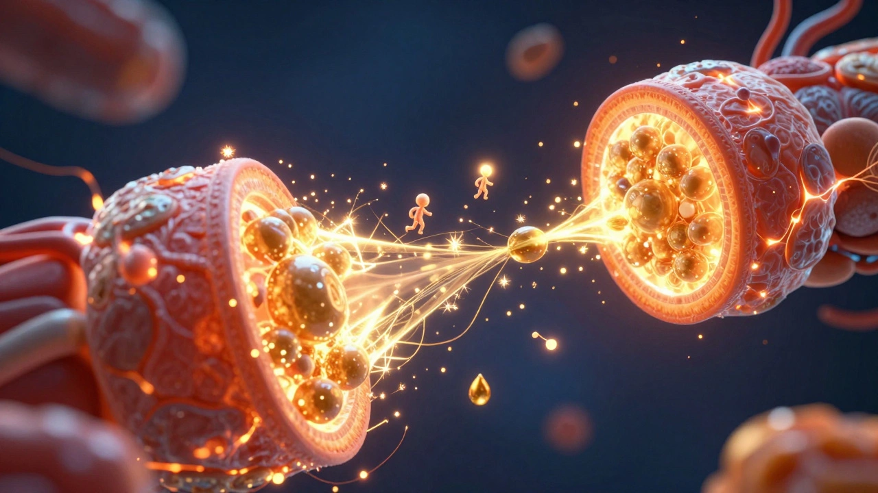 Схематичное изображение окисления жиров в клетке организма